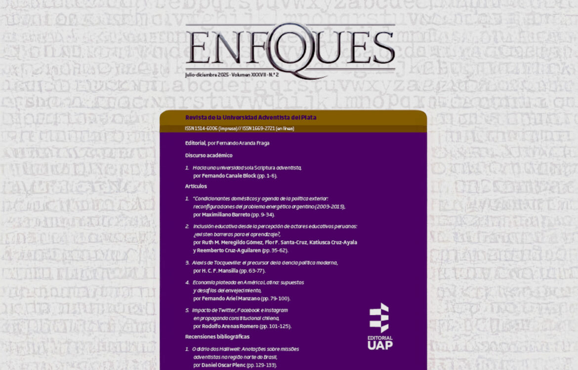 La Editorial UAP publicó una nueva edición de la Revista Enfoques